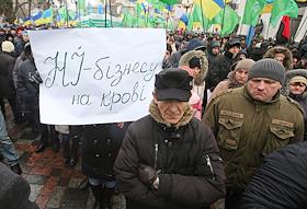 Митинг возле здания Верховной рады  за запрет торговых отношений с самопровозглашенными ДНР и ЛНР