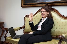 Генеральный директор компании 'Город Денег' Елизавета Карпиловская во время интервью